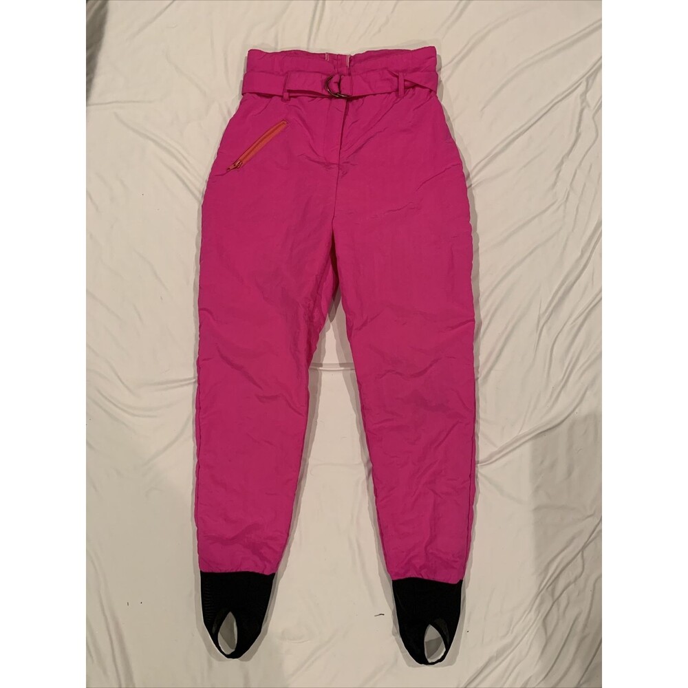 Vintage Women's Alpine Designs USA Made Tapered Stirrup Pink Ski Pants Sz 10